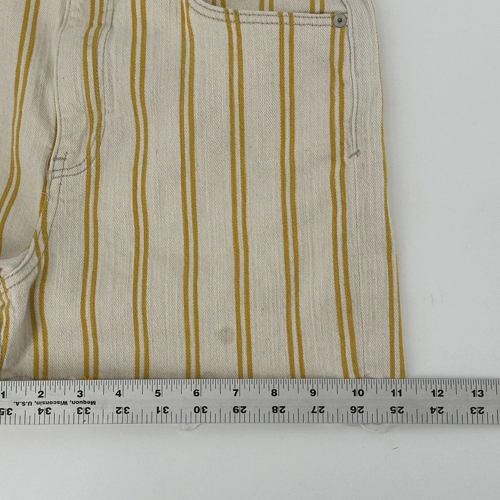 Pilcro Anthropologie Cream Yellow Striped Denim Shorts Size 30 - Picture 11 of 14
